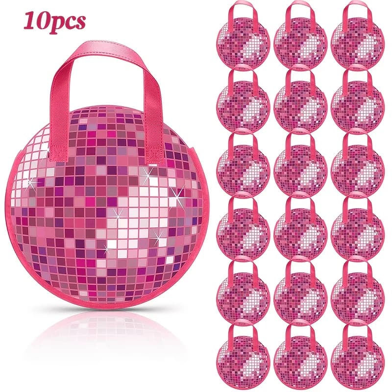 10Pcs Disco Goodie Bags Disco Ball Non Woven Gift Bag Retro Candy Treat Bag 70s 80s 90s Bachelorette Birthday Dance Party Favor
