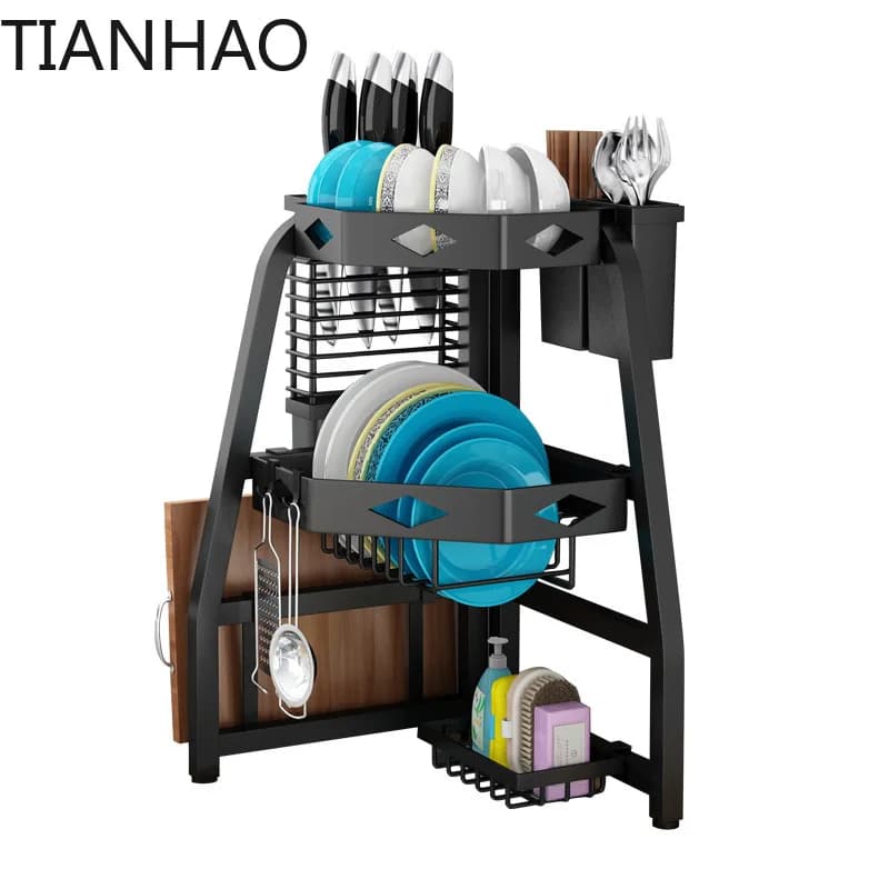 Kitchen Foldable storage shelves in the corners Kitchen Sink Organizer Cutting Board Holder Kitchen Accessories
