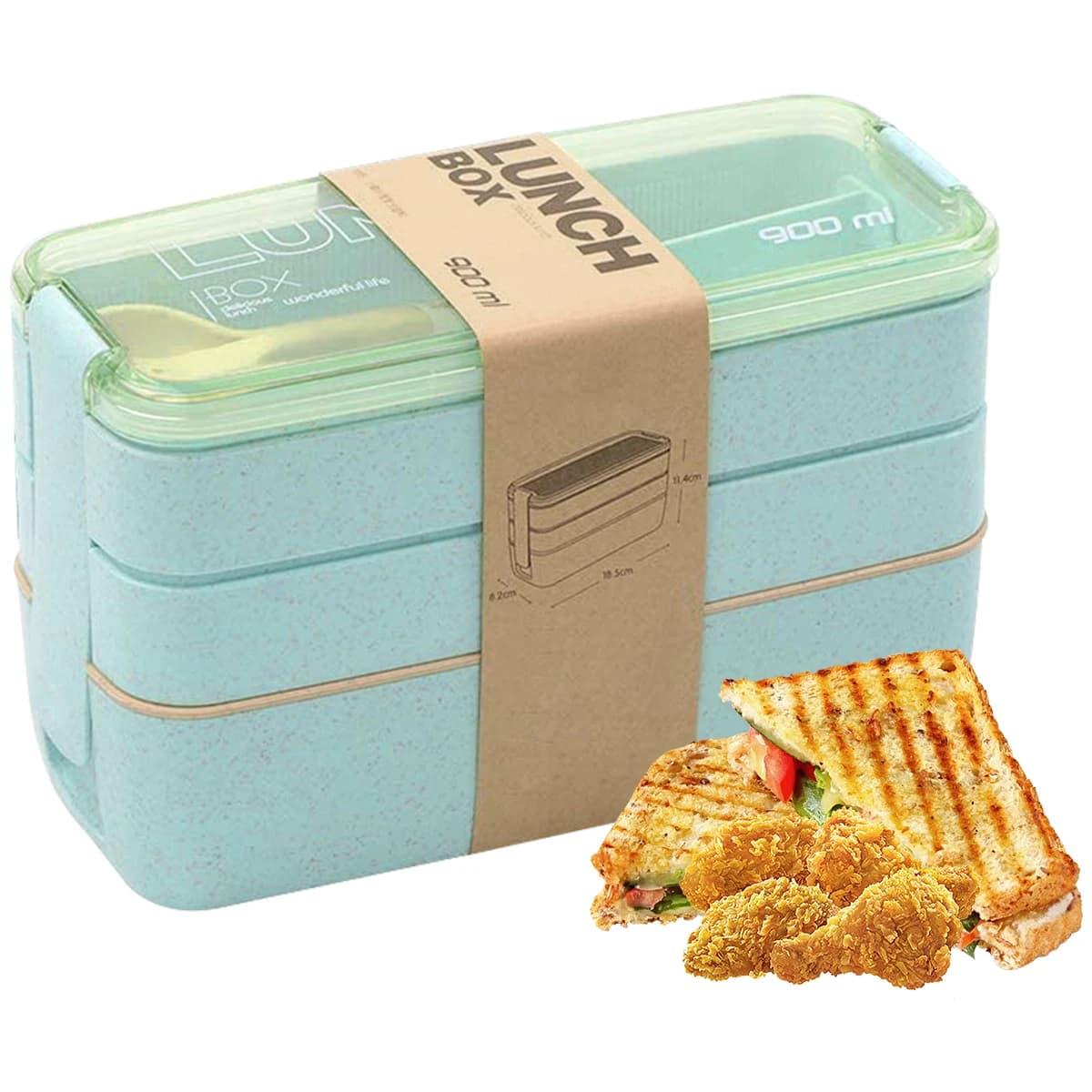 Bento Box da 900 ml Scatole da pranzo portatili impilabili a 3 strati Contenitore per alimenti riutilizzabile in plastica a prova di perdite per adulti, bambini e studenti
