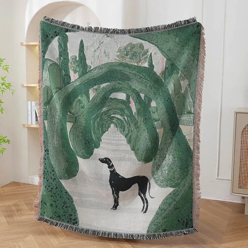Green Art Decorative Throw Blanket Jacquard Craftsmanship Home Decor Artistic Tapestry for Living Room Bedroom Drop shipping