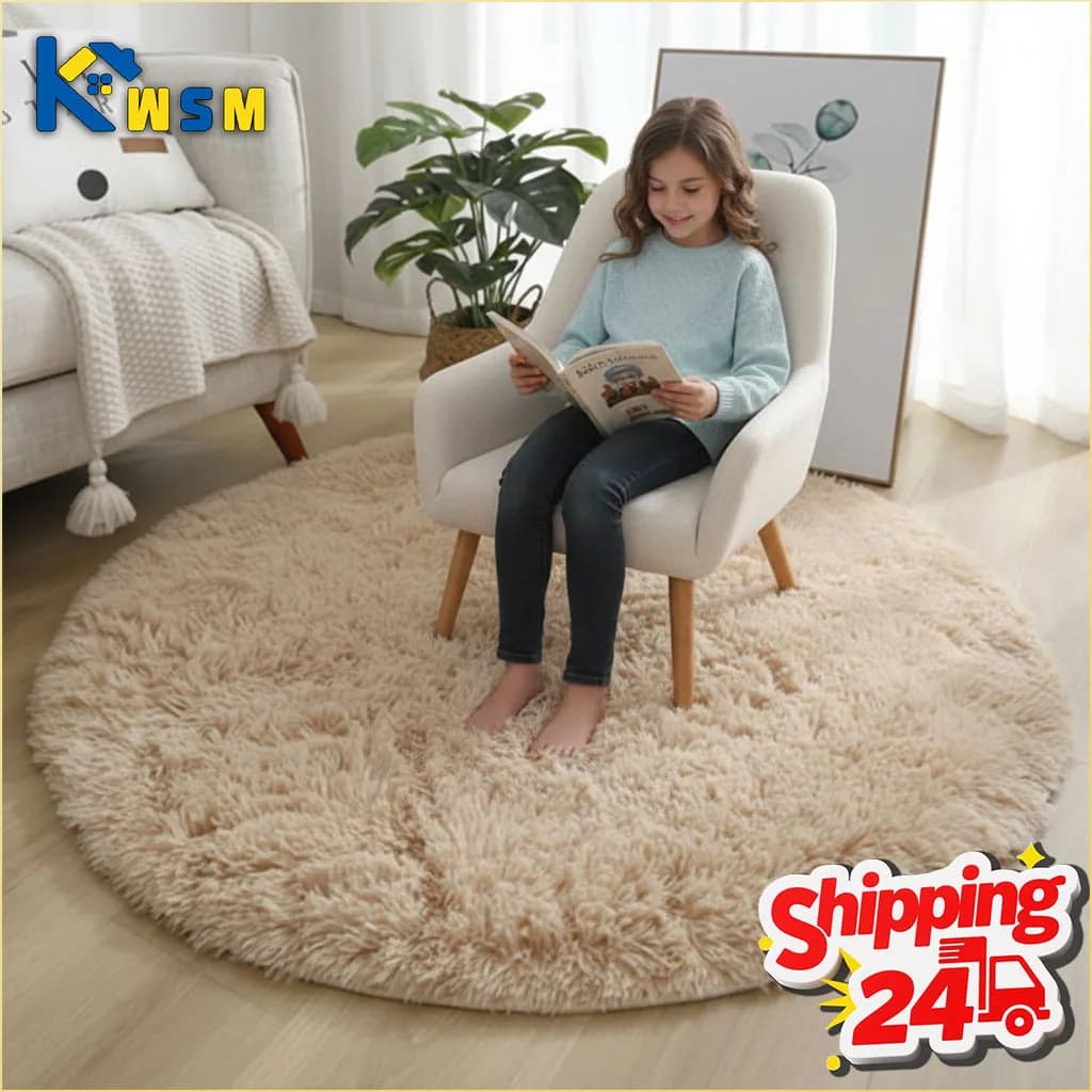 Tappeto rotondo soffice super morbido Tappeto in peluche per l'arredamento del soggiorno Camera da letto accogliente Asilo nido Camera dei bambini Tappetino decorativo per la casa