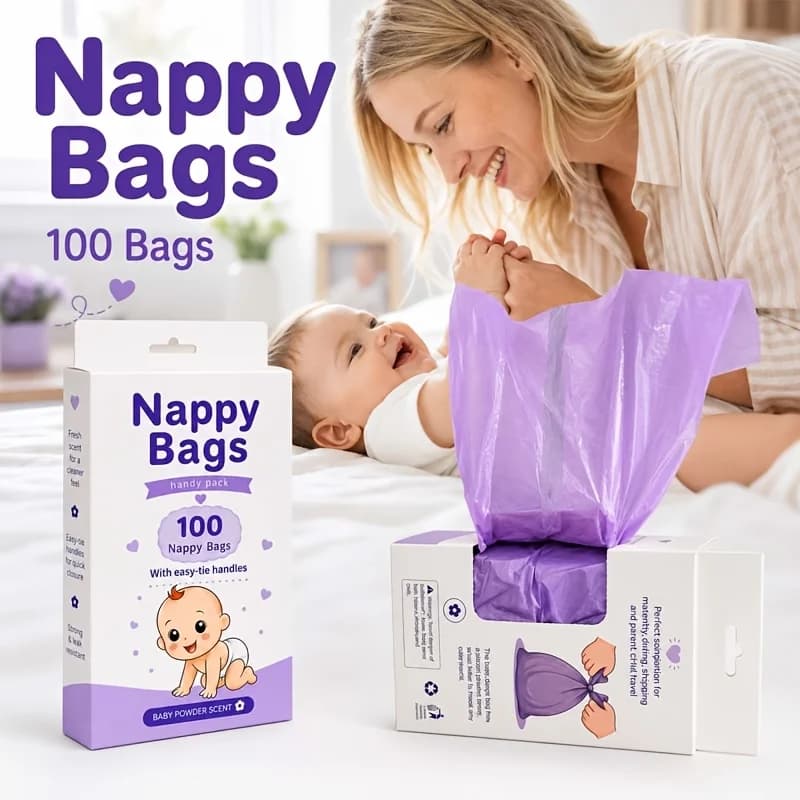 100-Pack Diaper Disposal Bags, Portable Disposable Diaper Wet Waste Bags, Scented Diaper Collection Bags, Vest-Style Baby Diaper Bags