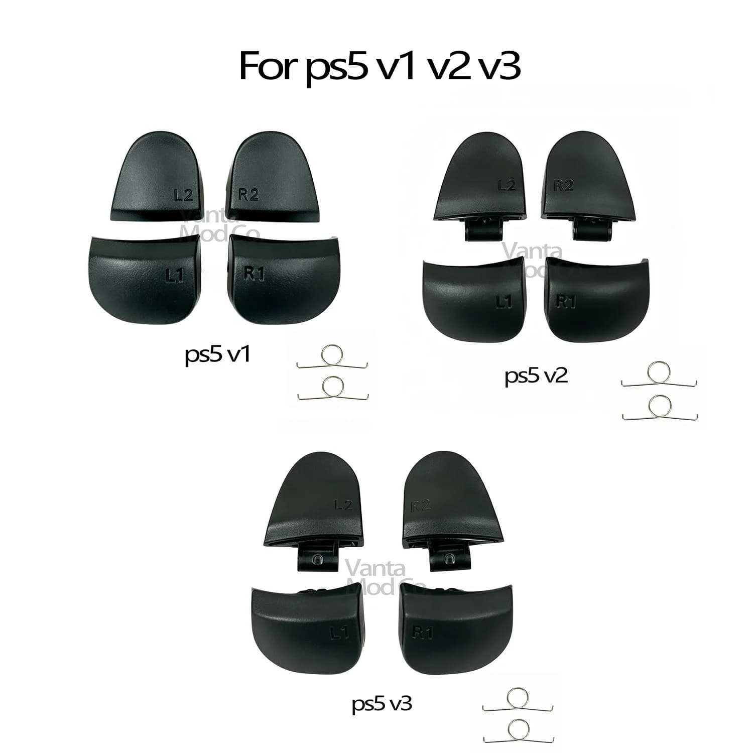 Set di pulsanti e molle di ricambio per controller PS5 V1 V2 V3 (L1 R1 L2 R2 Trigger Shoulder Buttons)