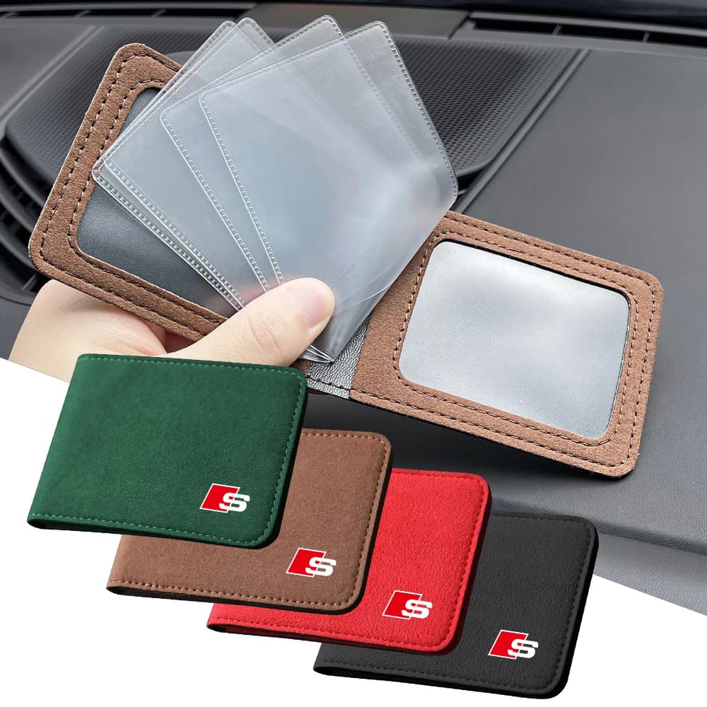 Car Styling Logo ID Card Driver License Package Wallet Center Cover for Audi S7 C6 C5 Q5 A5 A4 B8 B6 B9 B7 A3 8V 8L A6 RS RS3 S4