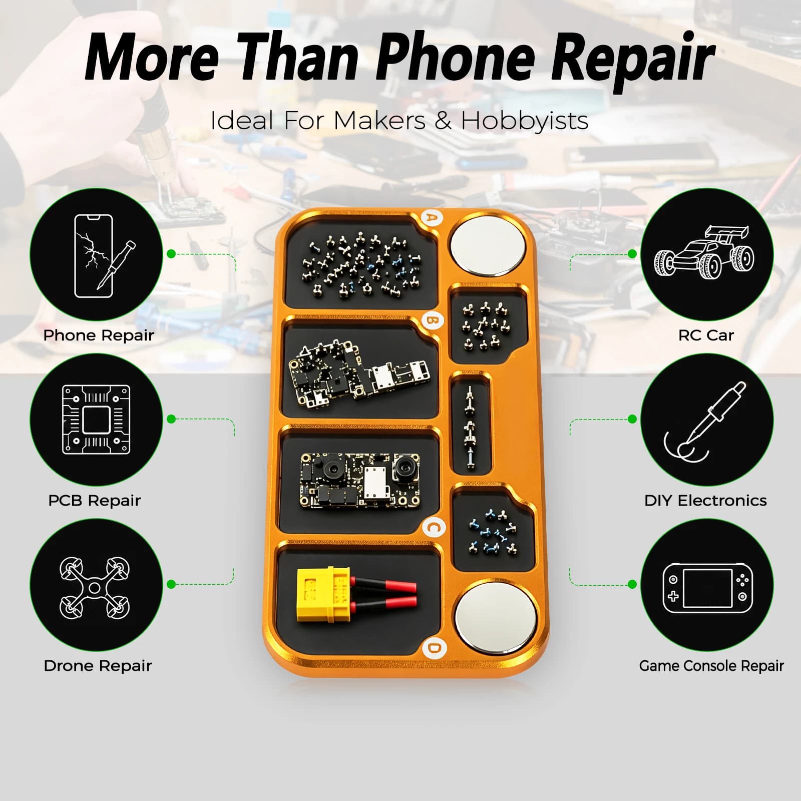 NEWACALOX Magnetic Screw Storage Board Adhesive Positioning Disc Parts Organizer Box for Cell Phone Repair and Disassembly Tools