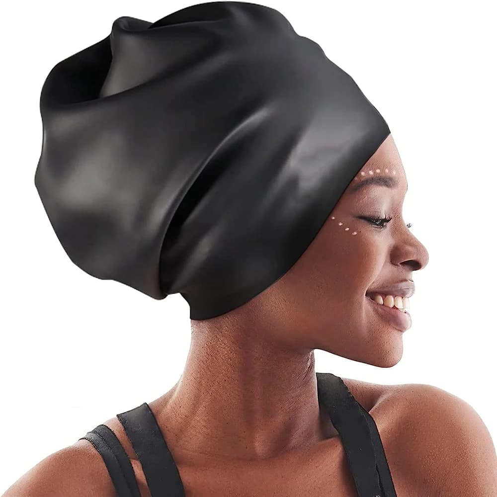 Extra large silicone swim cap with long hair and dirty braiding all-inclusive adult style swim cap soft and comfortable