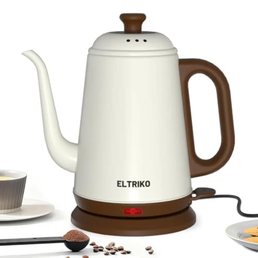 Bollitore Elettrico a Collo d'Oca 1L per Caffè e Tè, 1000W Riscaldamento Rapido, Acciaio Inossidabile, Spegnimento Automatico e Protezione Contro il Bollimento