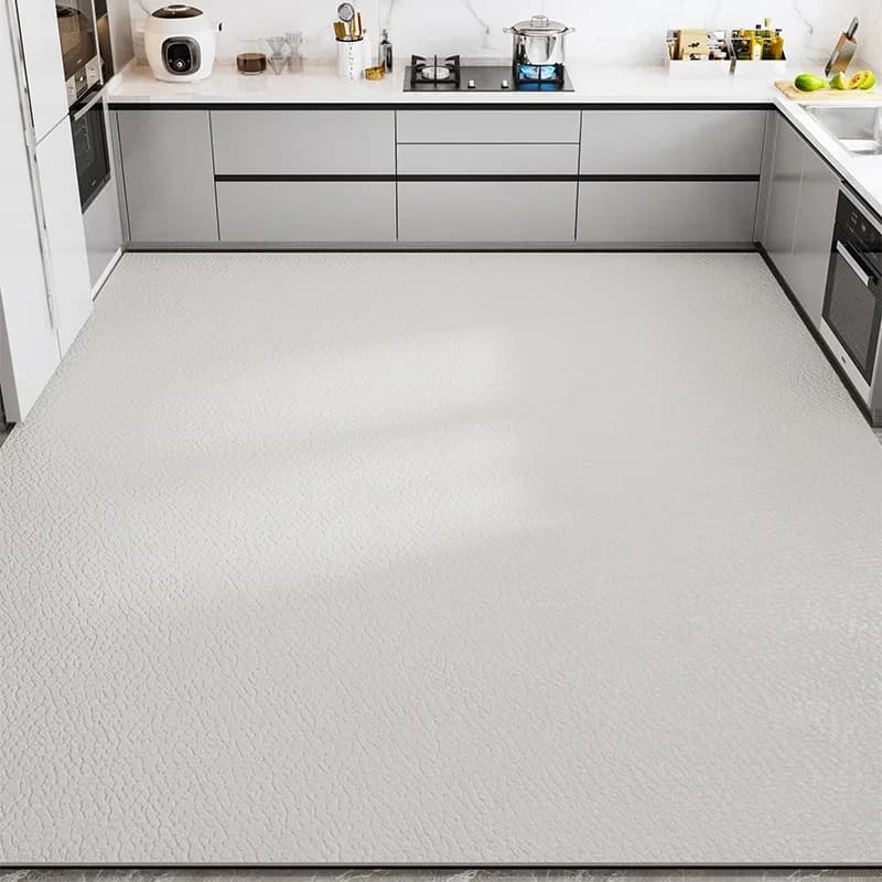 PVC Kitchen Mat Black Oversize Carpet Large Anti-slip Oil Resistant Waterproof Solid Grey Washable Leather Mats