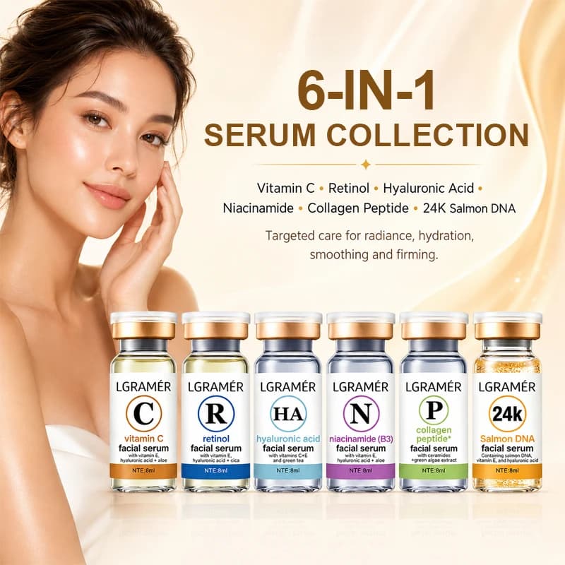 6-IN-1 Face Serum Trio-Vitamin C,Face Retinol & Hyaluronic Acid Anti-Aging Serums,Skincare Routine -Brightening,Facial Serums