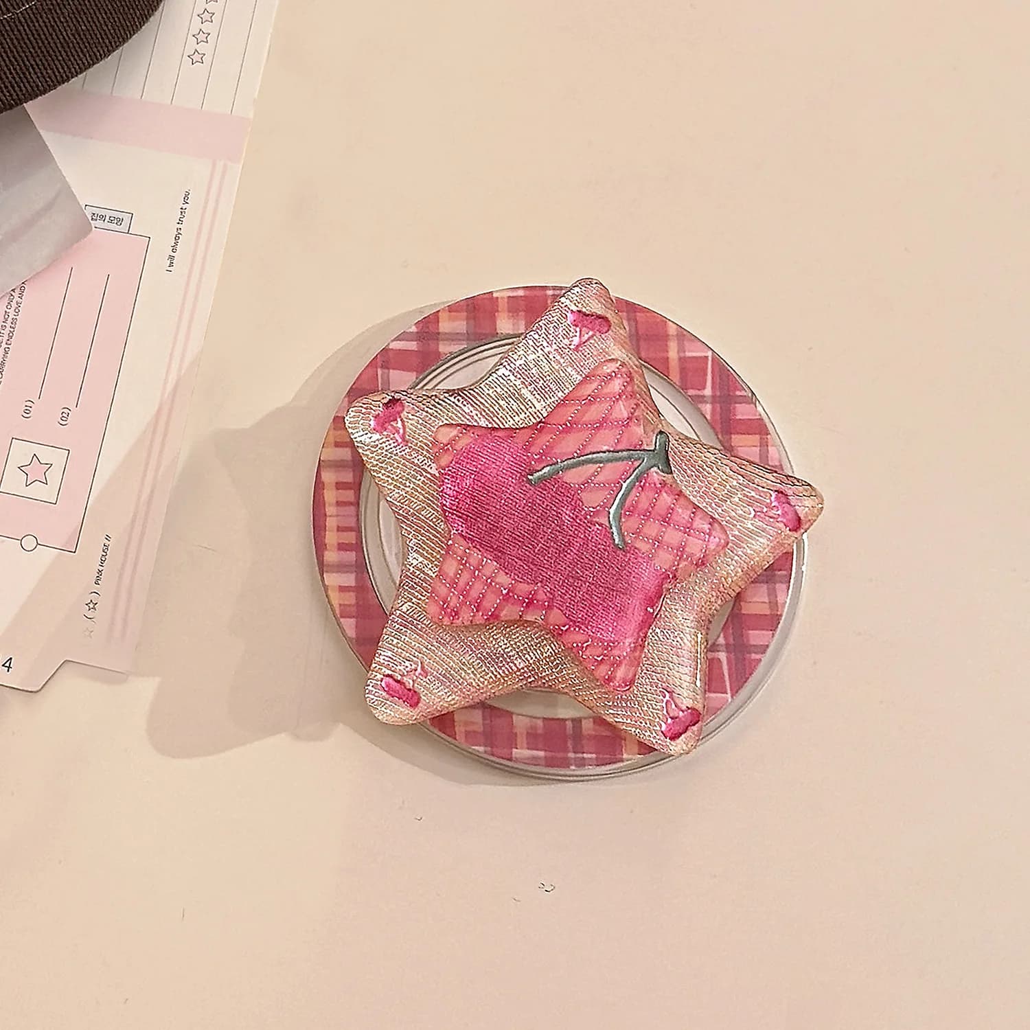 Supporto Magnetico per Telefono a Forma di Stella Rosa Kawaii, Carino Supporto Girevole a Forma di Ciliegia, Supporto Magnetico da Tavolo