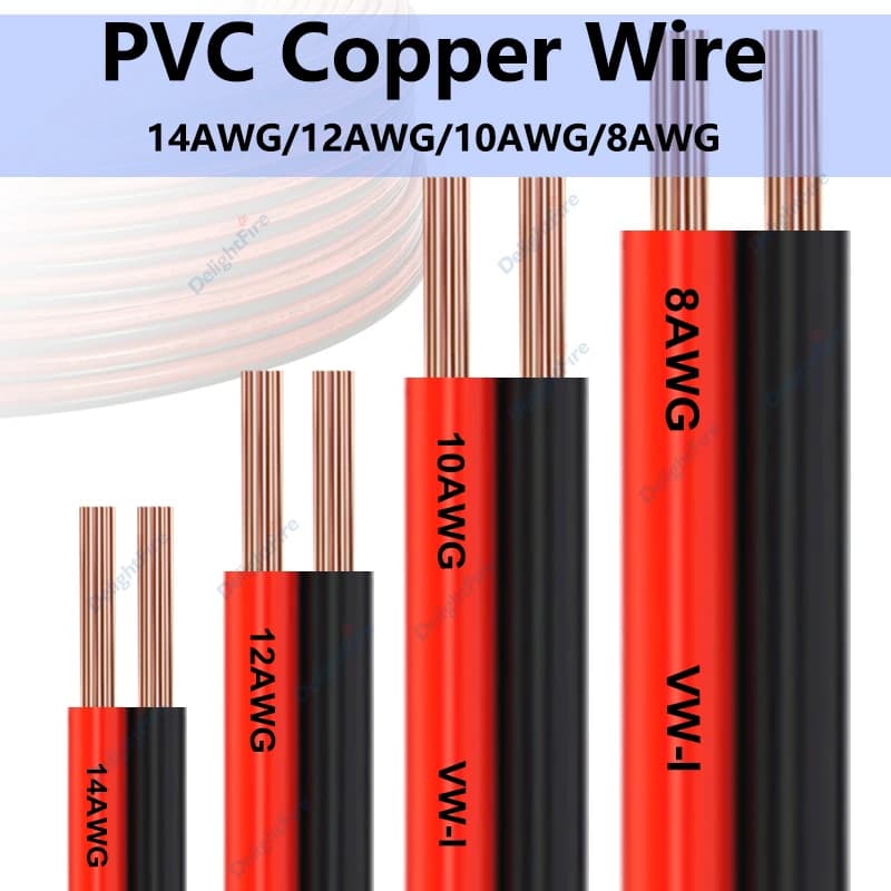 Cavo batteria pannello solare 2pin 8 10 12 14 AWG fili elettrici filo di rame PVC rosso nero per auto inverter altoparlante automatico camper