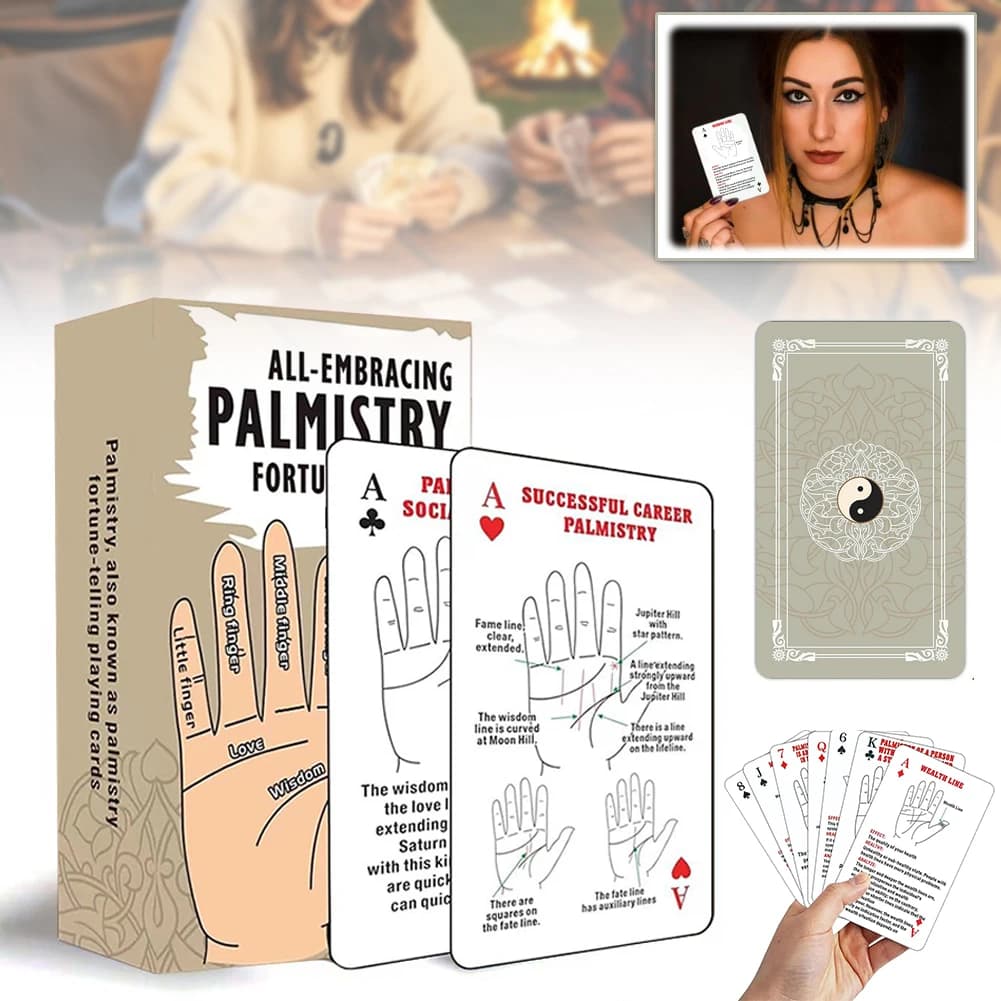 Carte da gioco per la predizione della fortuna della palimetria interamente incorrente Carte antiche per raccontare la fortuna dei oracoli presenti per gli amanti della palimetria