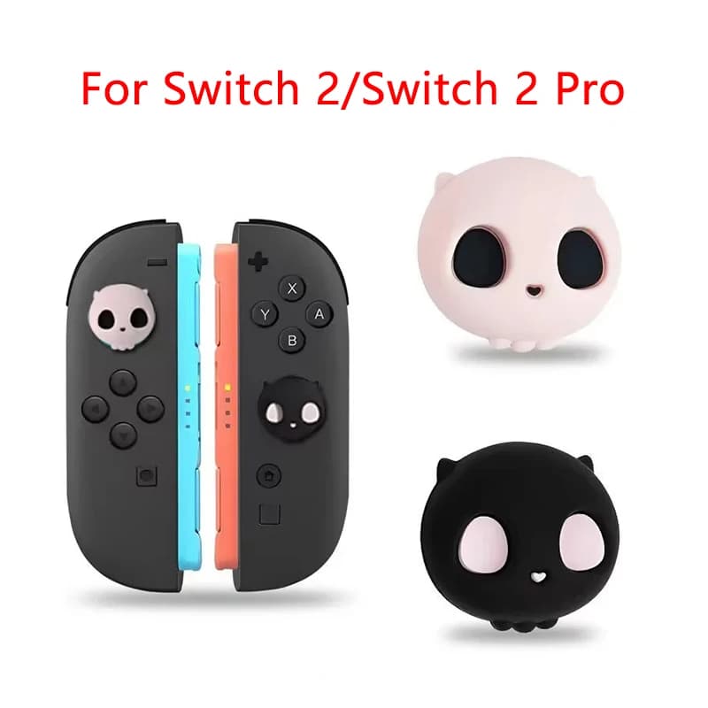 4 pezzi di cappucci per joystick in silicone morbido e carino, copertura per impugnature per pollice per Switch 2 Joy Con protezione controller accessori per videogiochi