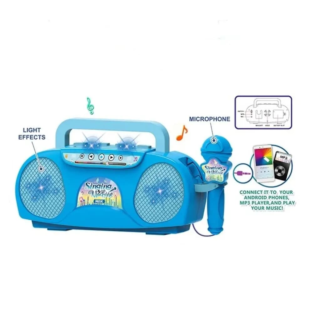 Macchina Karaoke Portatile Wireless per Bambini con Connessione Telefonica, in Plastica, con Luci, per Feste