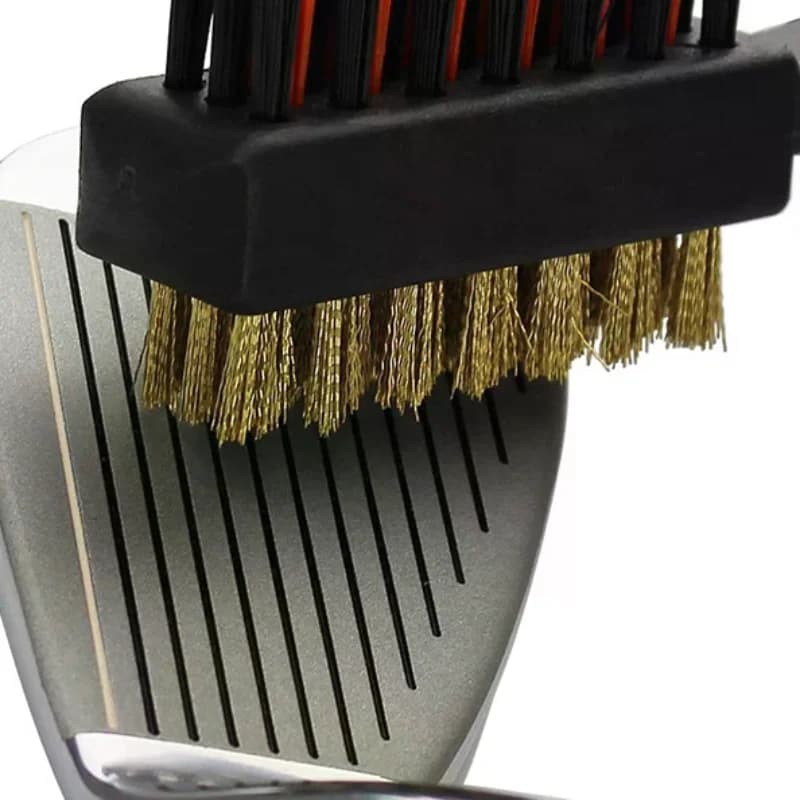 Golf Club Brush Groove Cleaner Dual Sided Cleaning Tools, Portable Metal Lightweight Nylon Brushes for Golf Balls Shoes