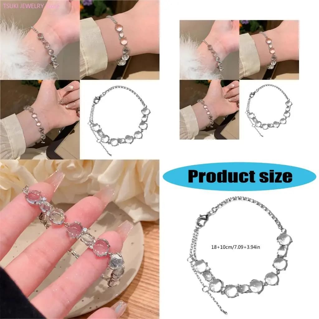 62KE Bracciale a catena con sofisticato braccialetto con perline e cristalli scintillanti