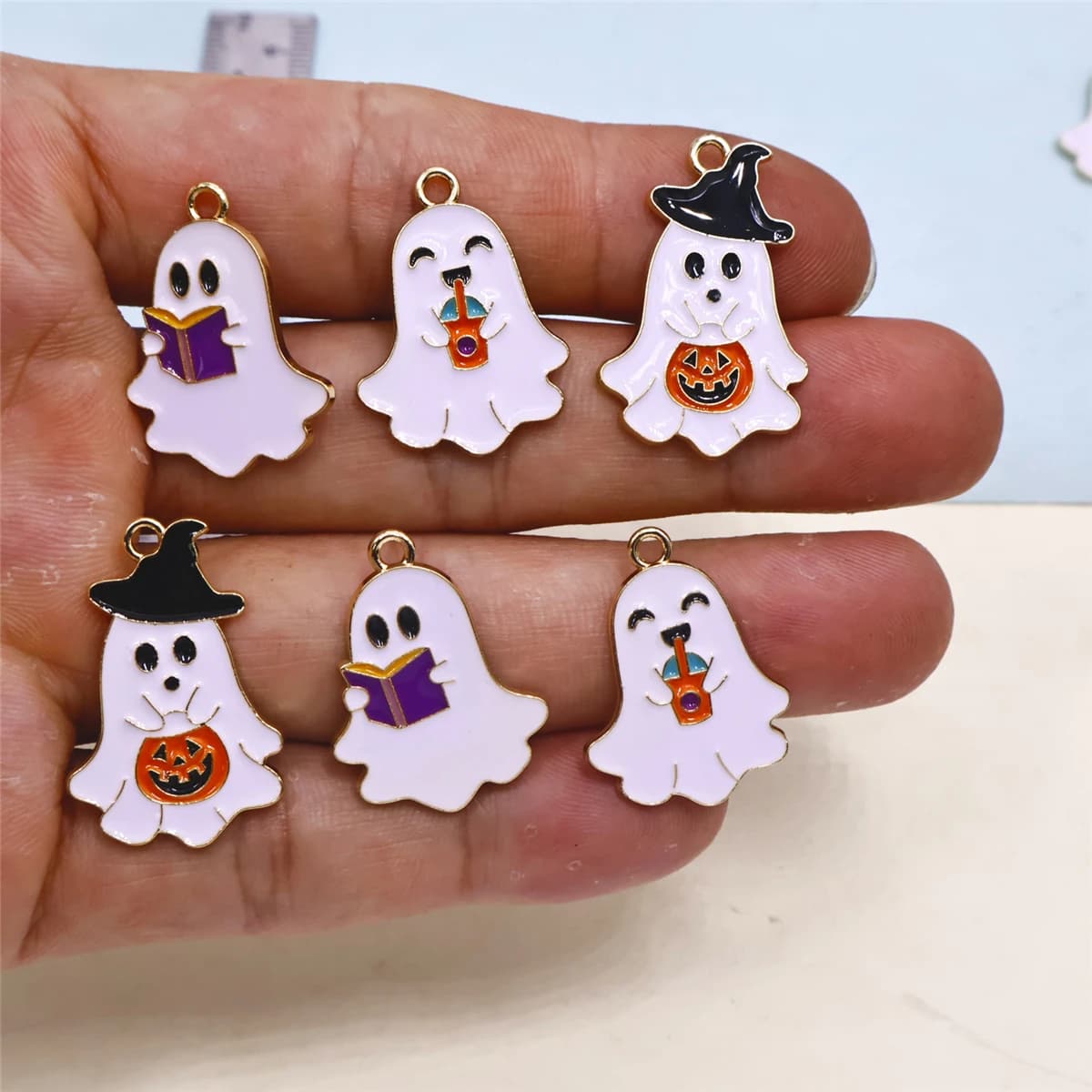 6pcs New of enamel charm cartoon animal earrings pendant DIY keychain necklace jewelry pendant necklace halloween easter gift