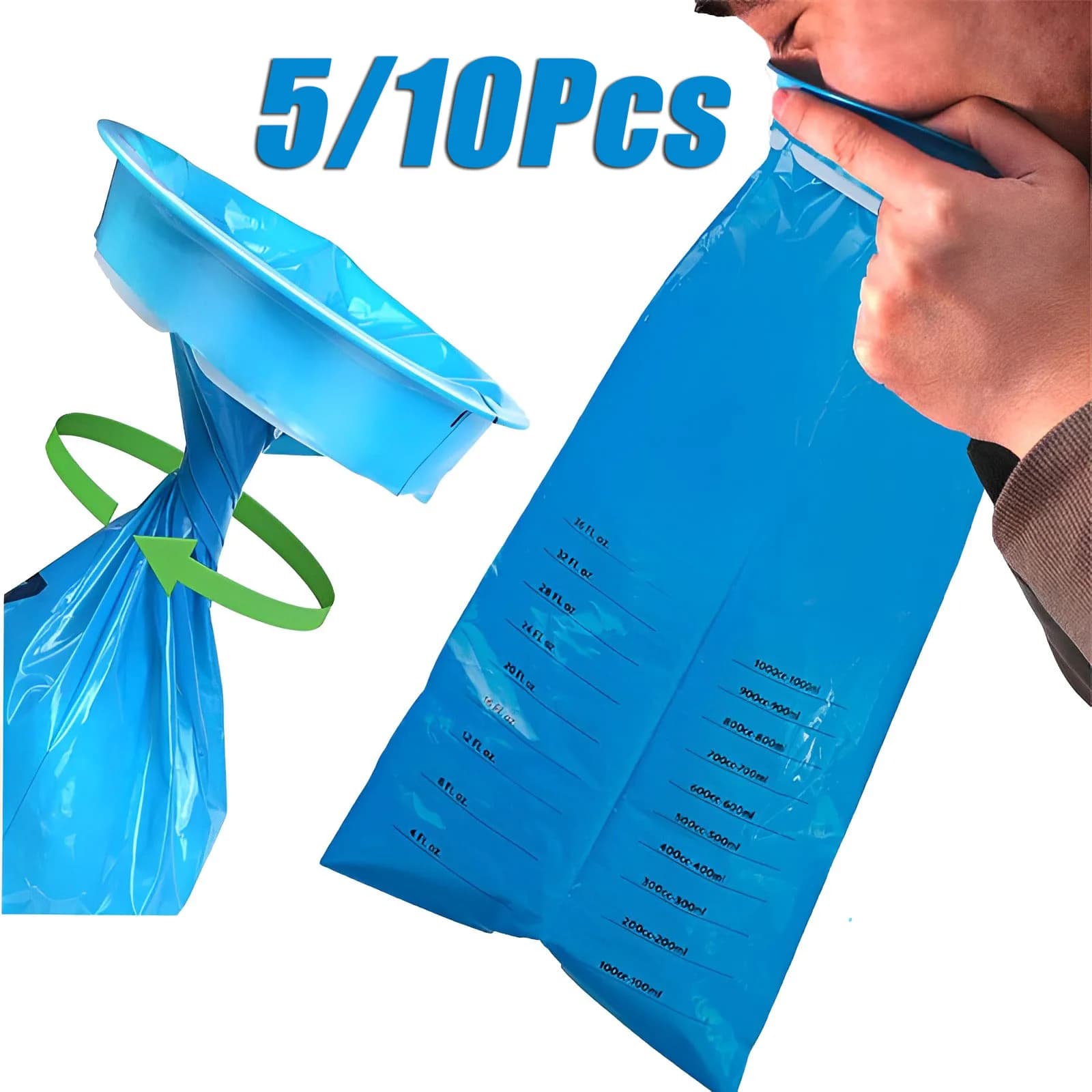 Borsa per vomito usa e getta da 1000 ml Borsa da viaggio usa e getta portatile per auto Aereo Mal di movimento Nausea Borsa per la pulizia del vomito di emergenza incinta