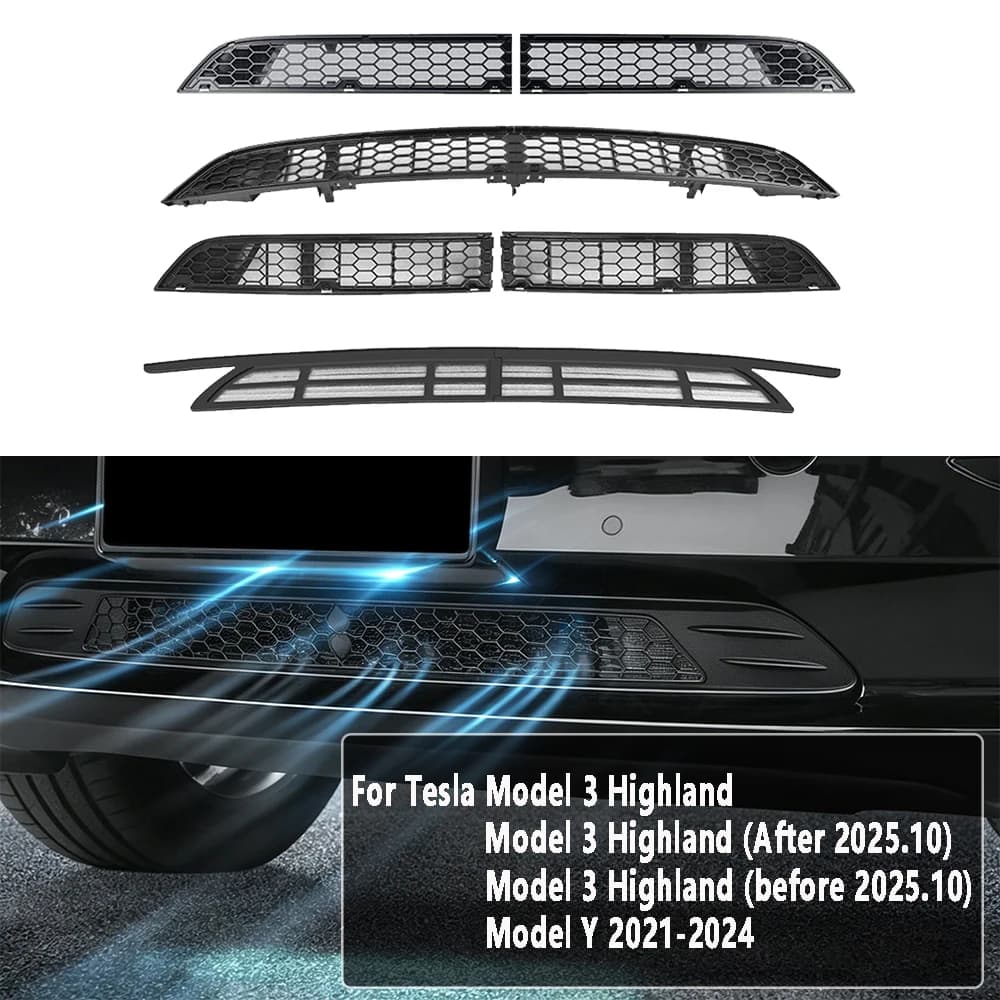 Car Anti-inset Protector Net Mesh Grill Cover Exterior Kit Front Lower Bumper Racing Grille Accessory For Tesla Model 3 Highland