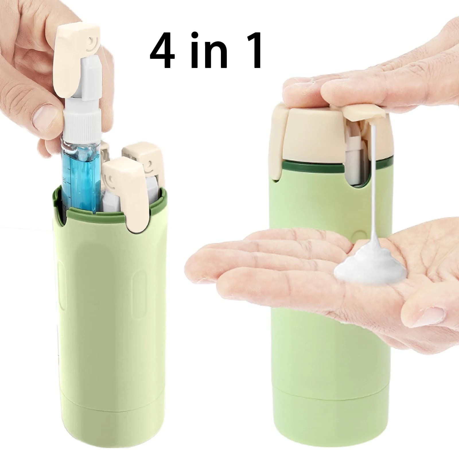 Flacone Dispenser Liquidi da Viaggio 4 in 1, Ricaricabile, Anti-perdita, Portatile, per Shampoo, Lozione, Gel Doccia, Contenitore a Pressione