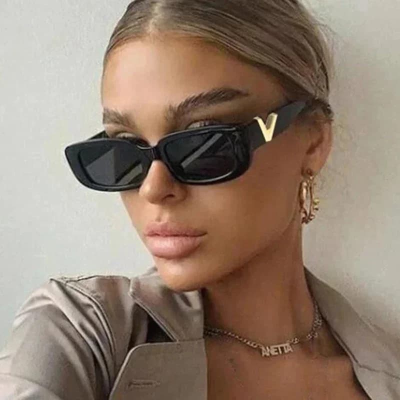 Occhiali da sole alla moda a occhi di gatto, di lusso, a V, da donna, classici, rettangolari, per la guida, protezione UV400