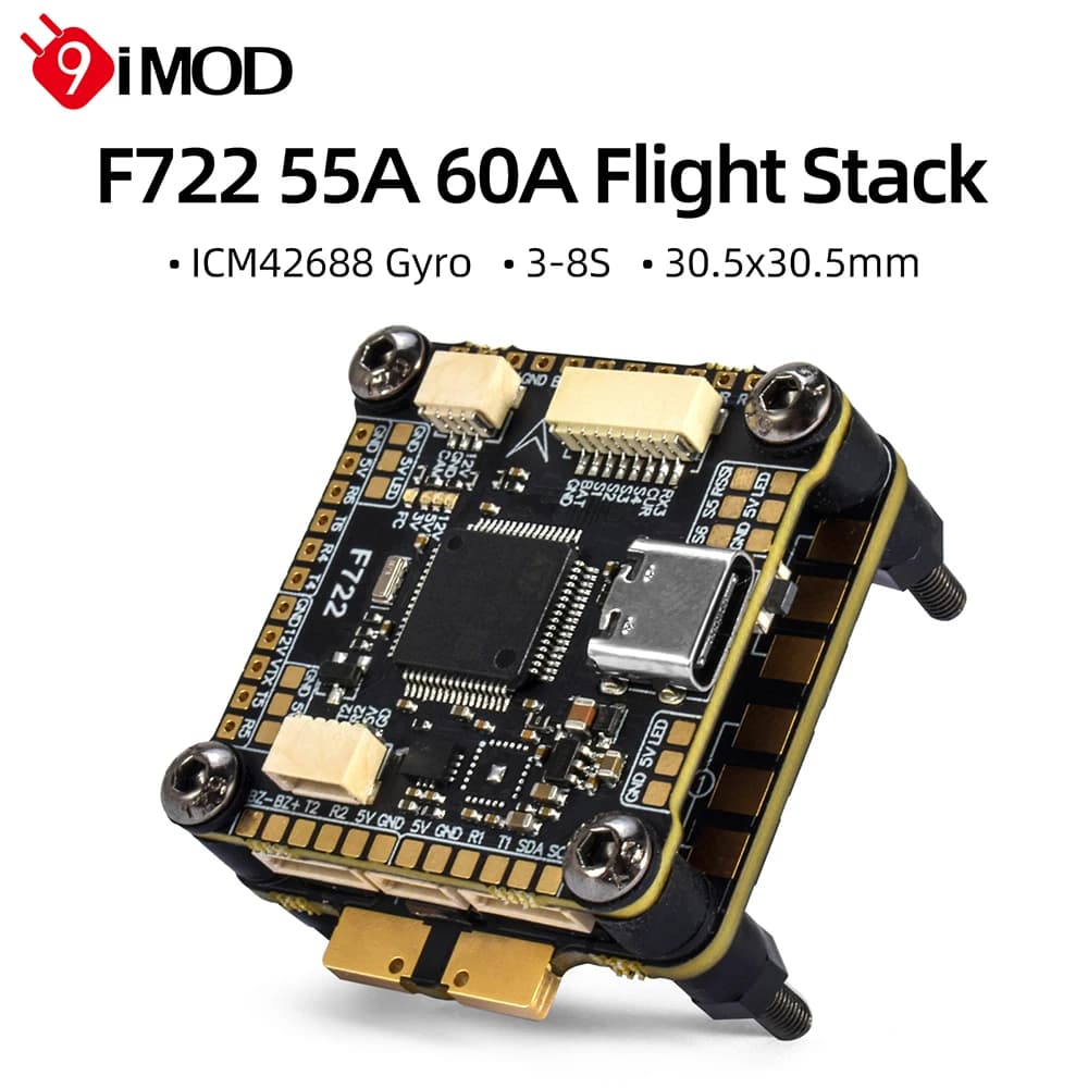 9IMOD F722 Pila di volo F722 Controllo di volo 55A/60A ESC 3-6S per RC FPV Racing Drone