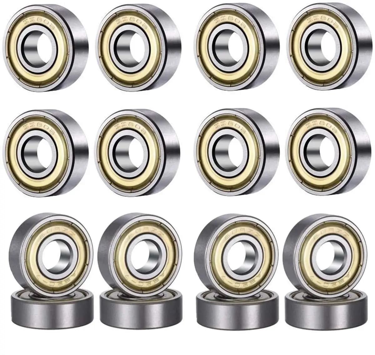 Ball Bearings 608 ZZ 608RS, Deep Groove Miniature Bearings with Double Metal Shielding for Skateboard, 8mm X 22mm X 7mm