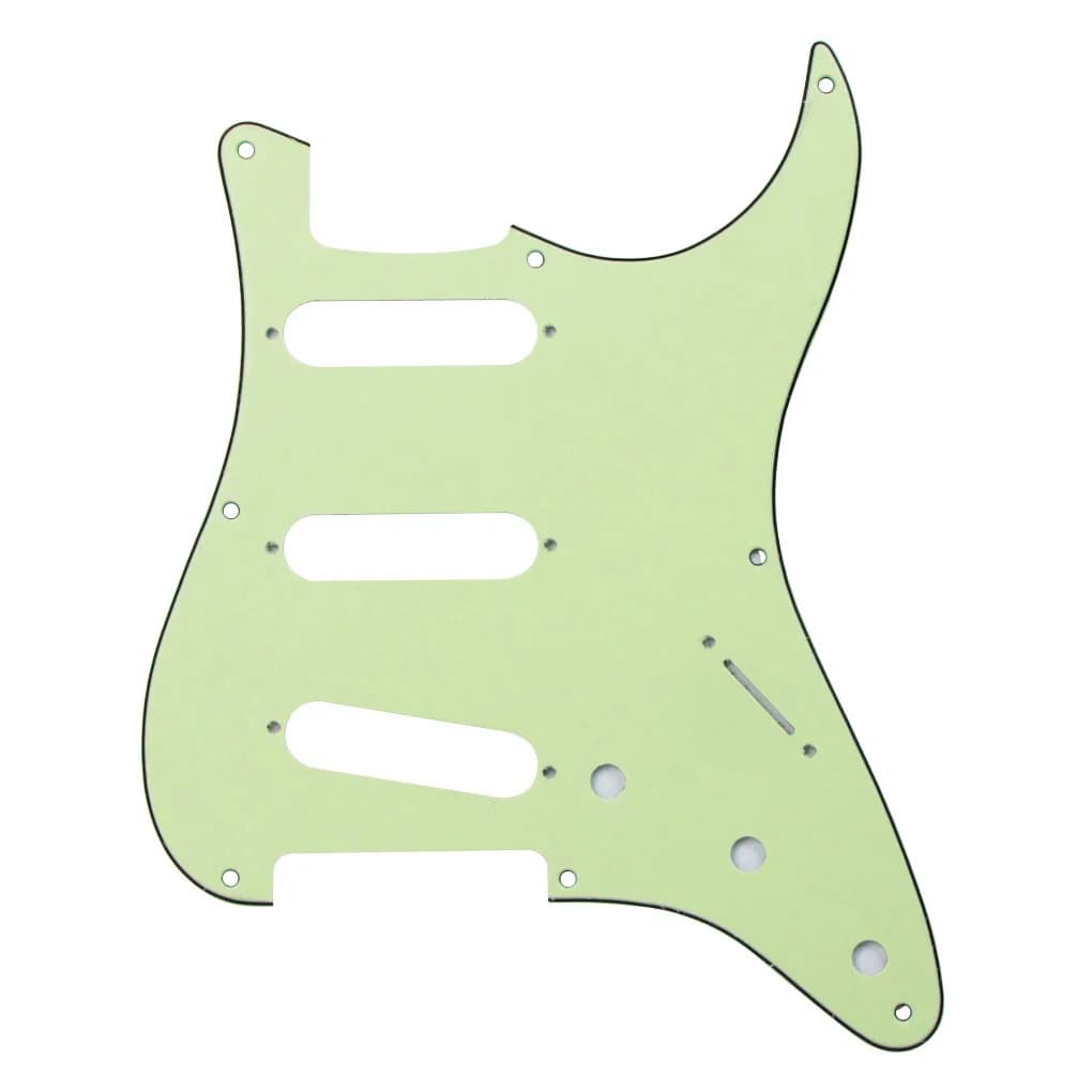 FLEOR Plastic Vintage 8-Hole ST Guitar Pickguard SSS Mint Green 3Ply Scratch Plate Pick Guard