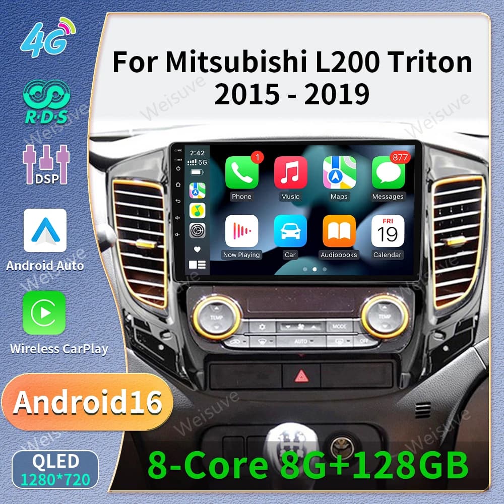 Android 16 Carplay Multimedia Video Player for Mitsubishi Pajero Sport L200 Triton 3 2015-2019 GPS Navigation Radio