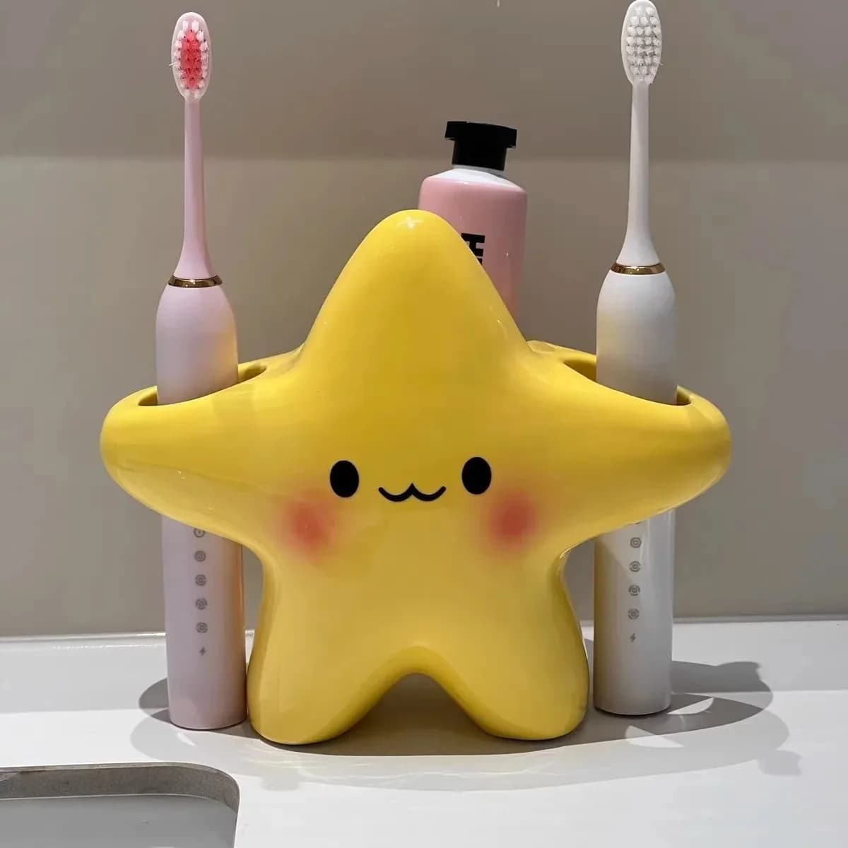 Portaspazzolino a Forma di Stella con Design Carino, Organizzatore da Bagno Salvaspazio per Spazzolini e Dentifricio