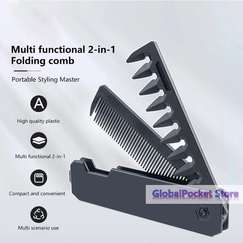 Multifuncional Pocket Folding Combs Plastic Wide Tooth Oil Head Comb Beard Combing Barber Hair Clipper Comb Salon Styling Tools