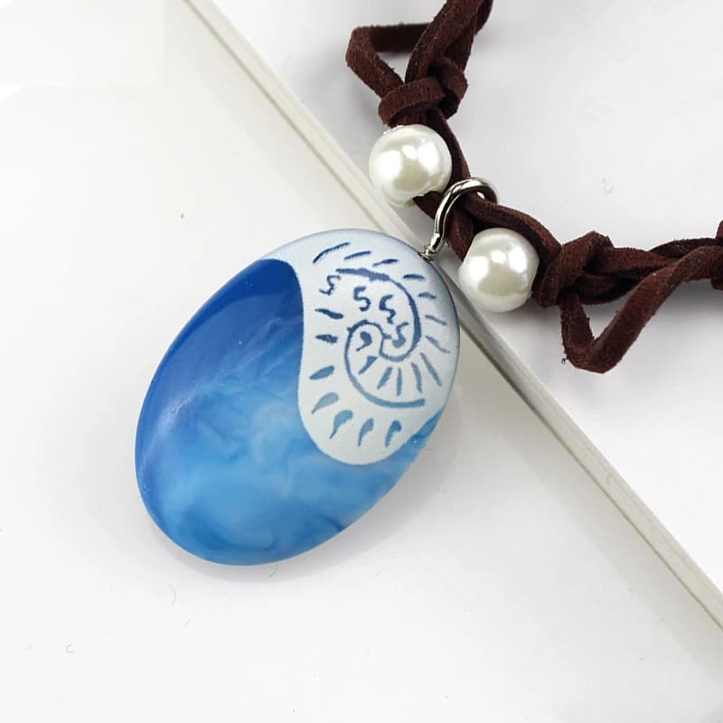 Moana Ocean Rope Chain Necklaces Blue Stone Necklaces & Pendants Leather Suede Choker Adornment for Women Girls Jewelry Gifts
