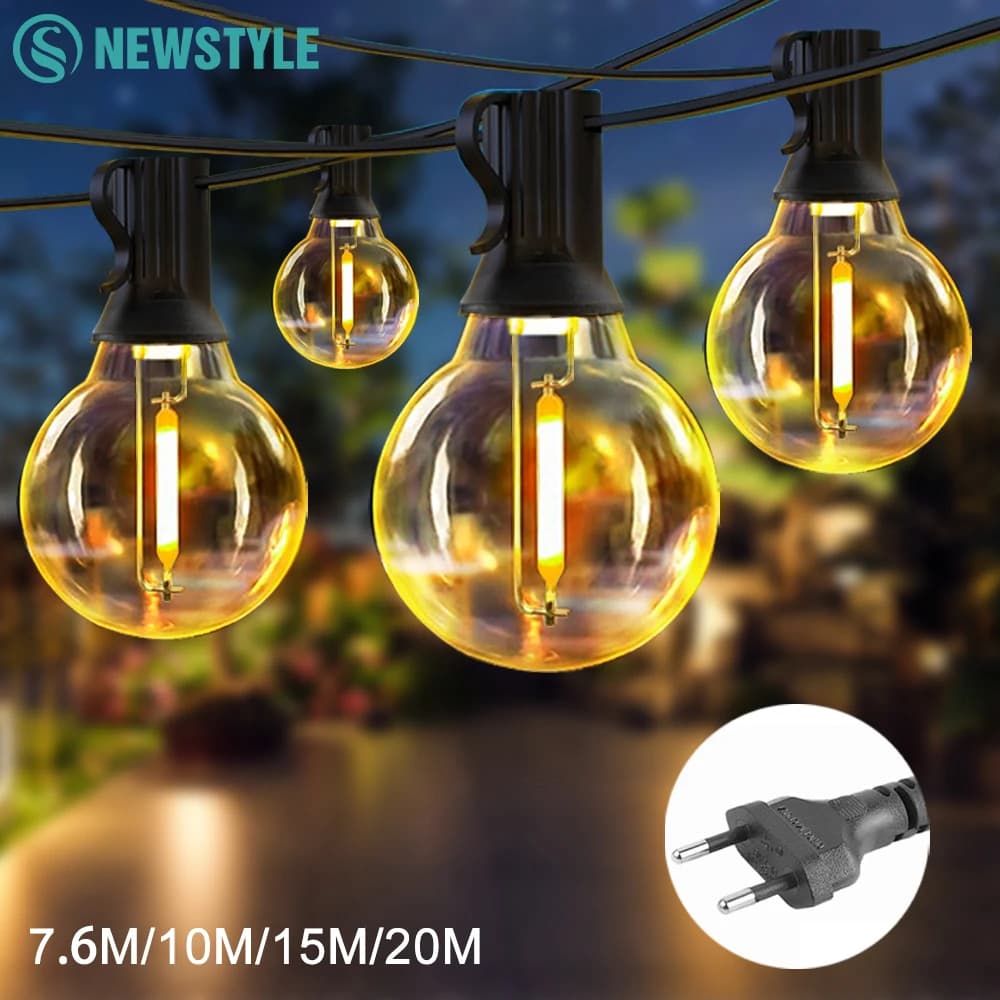 Outdoor LED Ball Lights G40 7.6M/20M Infrangible patio lights for outdoor porch garden decor