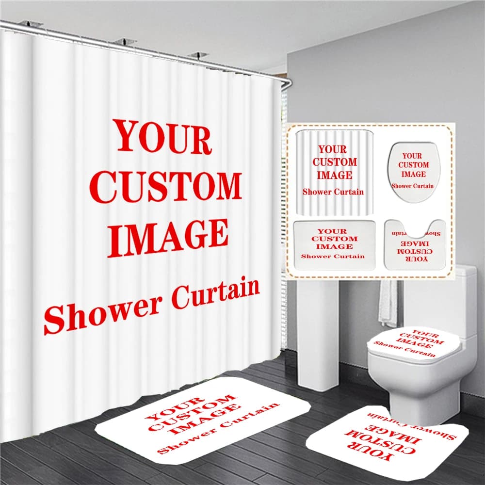 Customized Bathroom Waterproof Curtains Customize Photo Bathroom Tent Polyester Set Decor Mat for Toilet