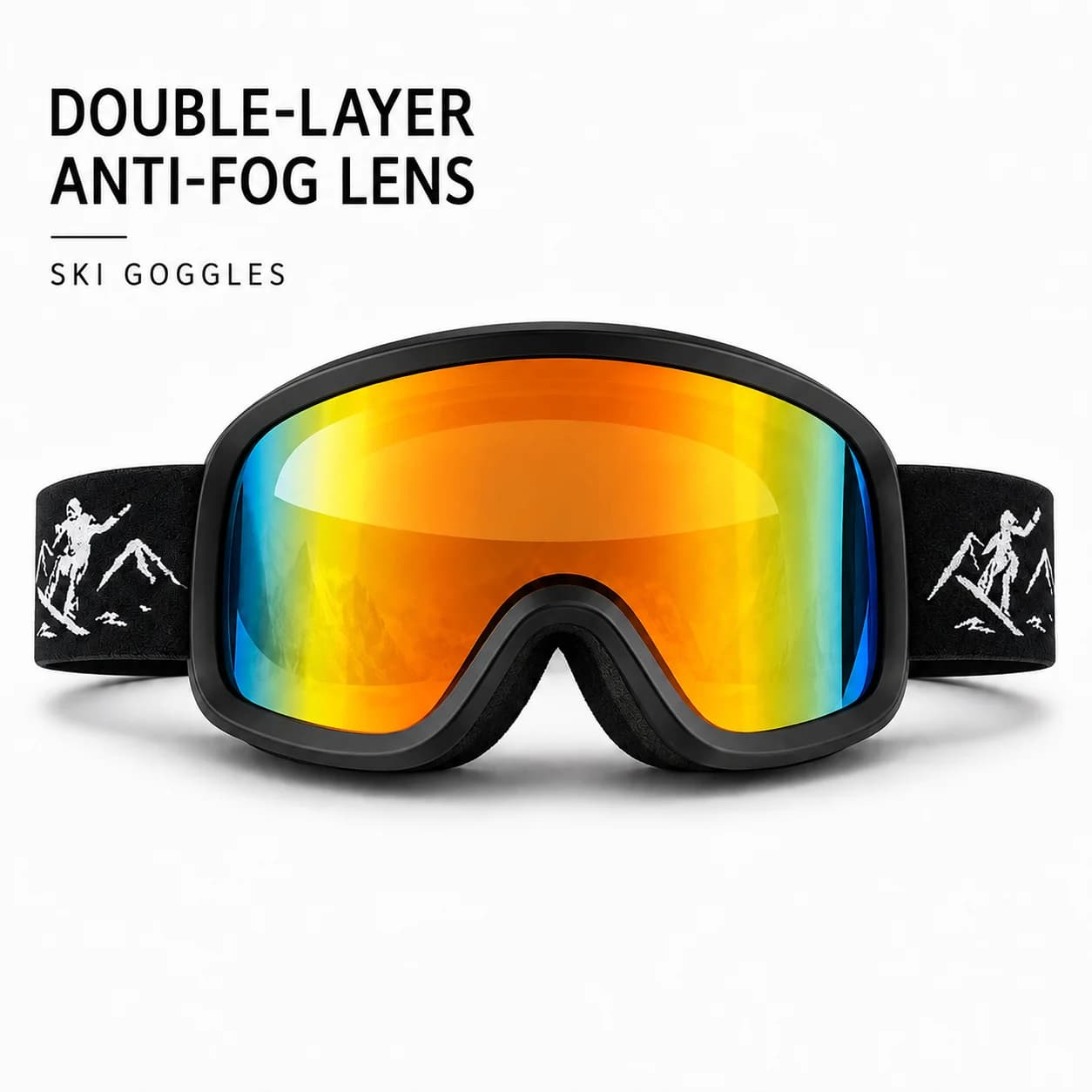 Double-layer Anti-fog Ski Goggles, Windproof & UV Protection, Unisex Winter Snow Sports Glasses