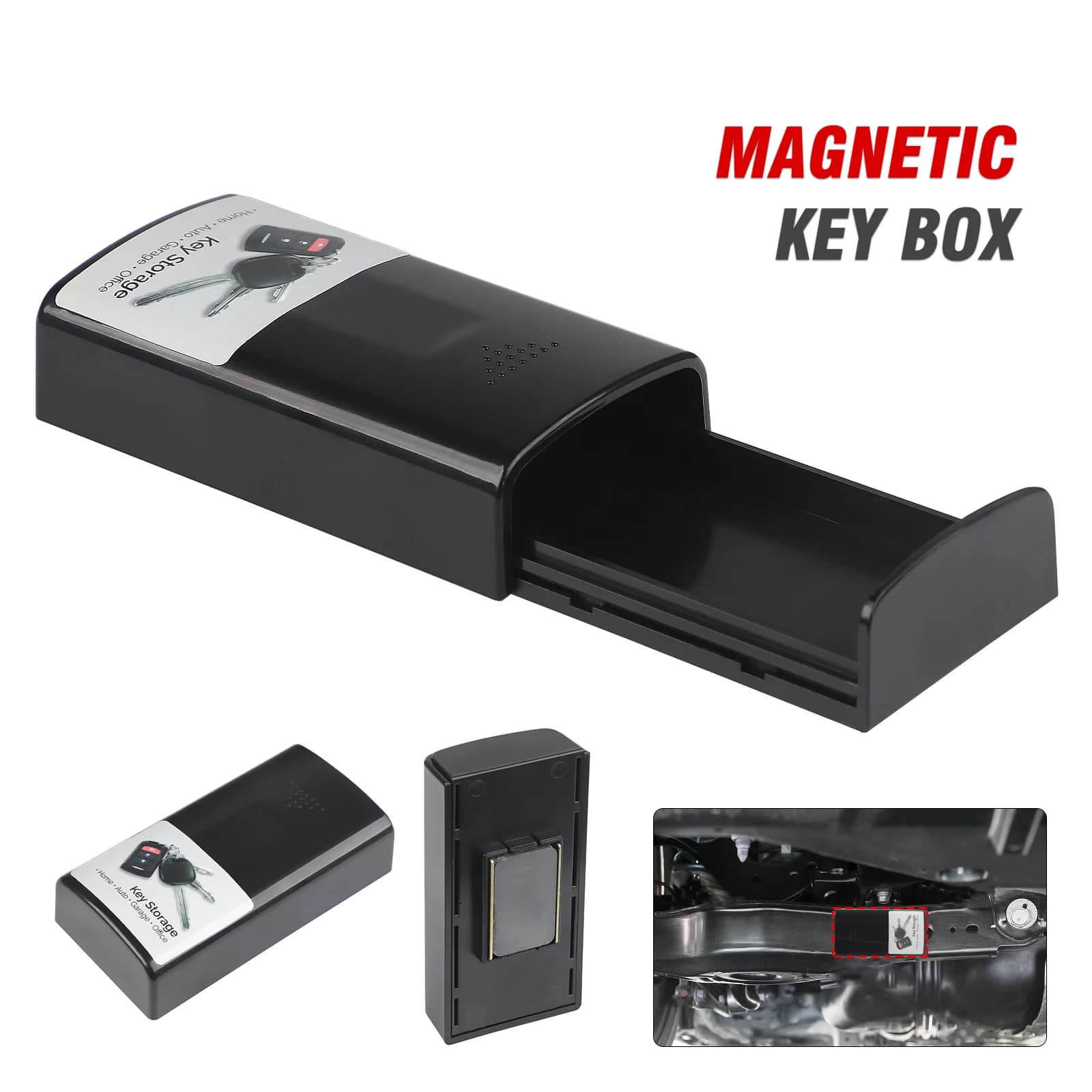 Magnetic Key Box Waterproof Multifunctional Rust-Proof Hider Under Car Key Box Holder Storage Box for Truck Home Office Outdoor
