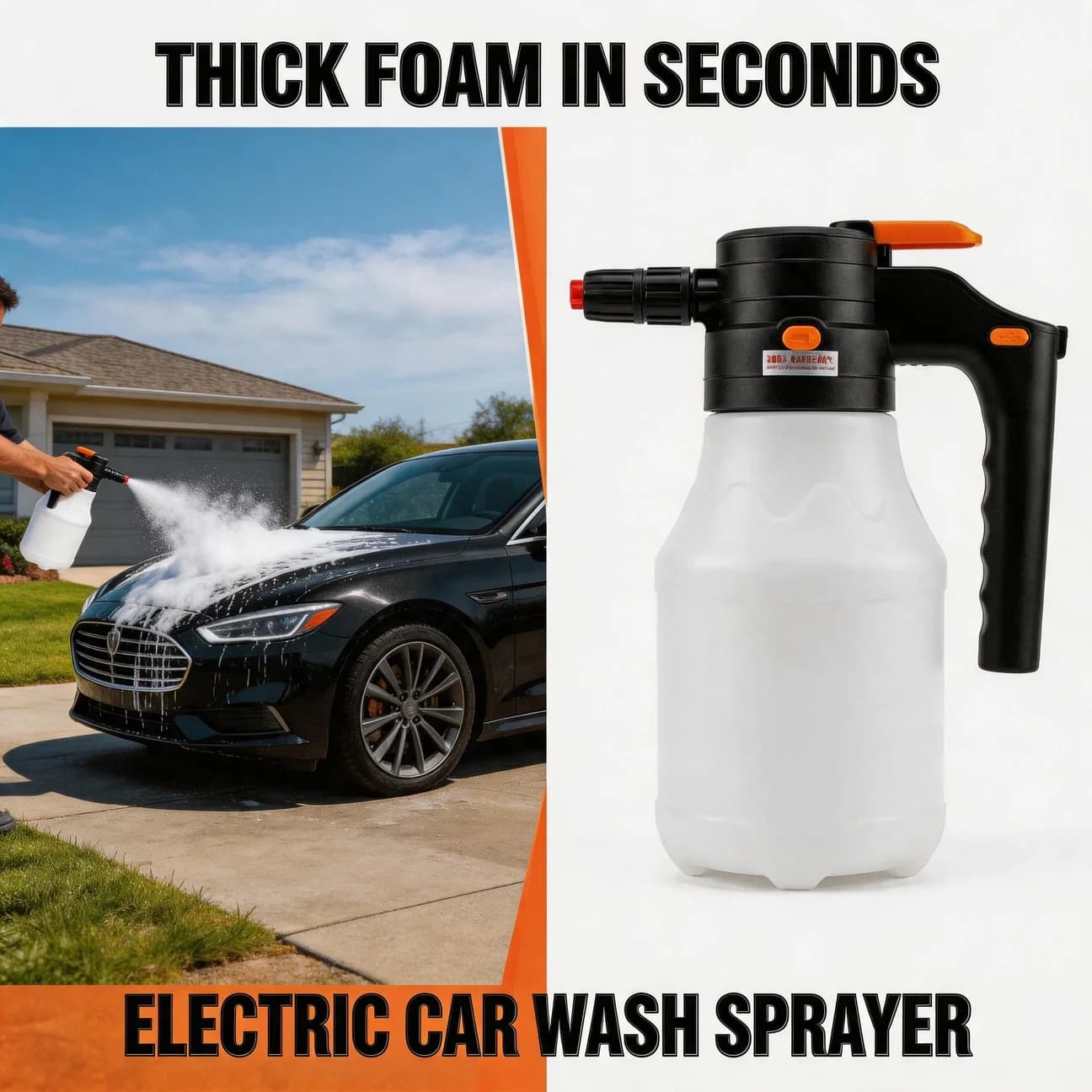 Electric Spray Bottle Car Wash Spray Pot 1.5L High Pressure Ergonomic Anti Slip Handle for Gardening Cleaning Plant Watering