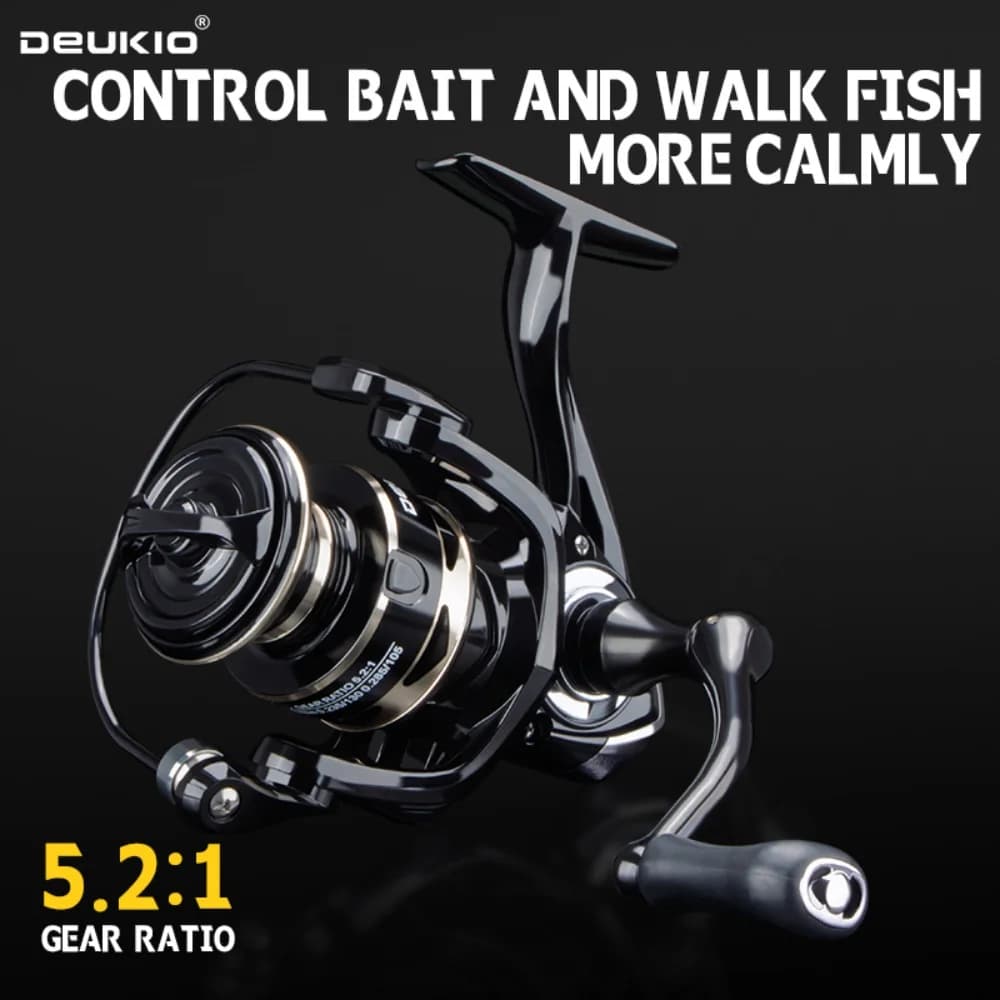 Rapporto di trasmissione 5.2:1 Mulinello da spinning in nylon ad alta resistenza 4-10 kg Trascina regolabile Suono con clic Pesca con esca di ancoraggio a lancio lungo 2000-7000