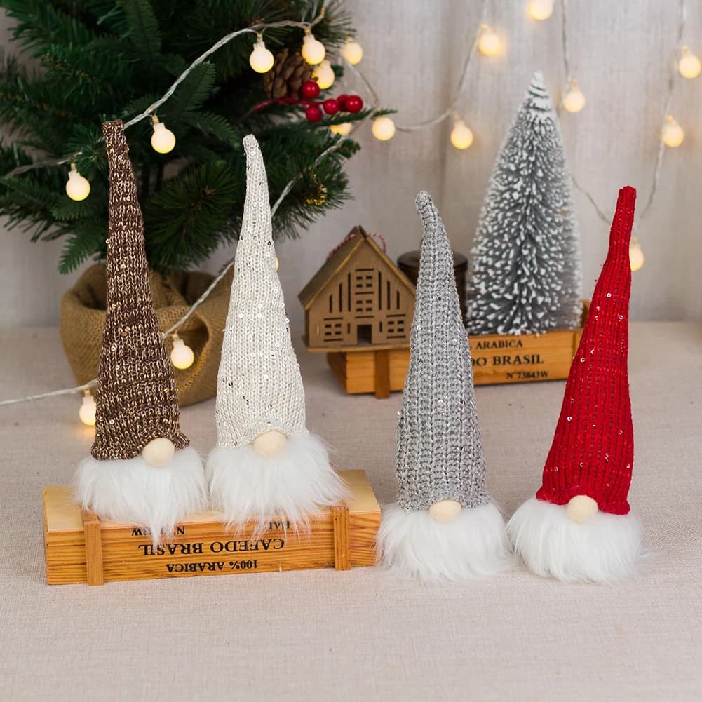 Ciondolo di Natale Ornamento a goccia Gnomo Peluche Bambola Cristo Decor Porta Elfi Camino senza volto con luce a LED Forniture per feste festive