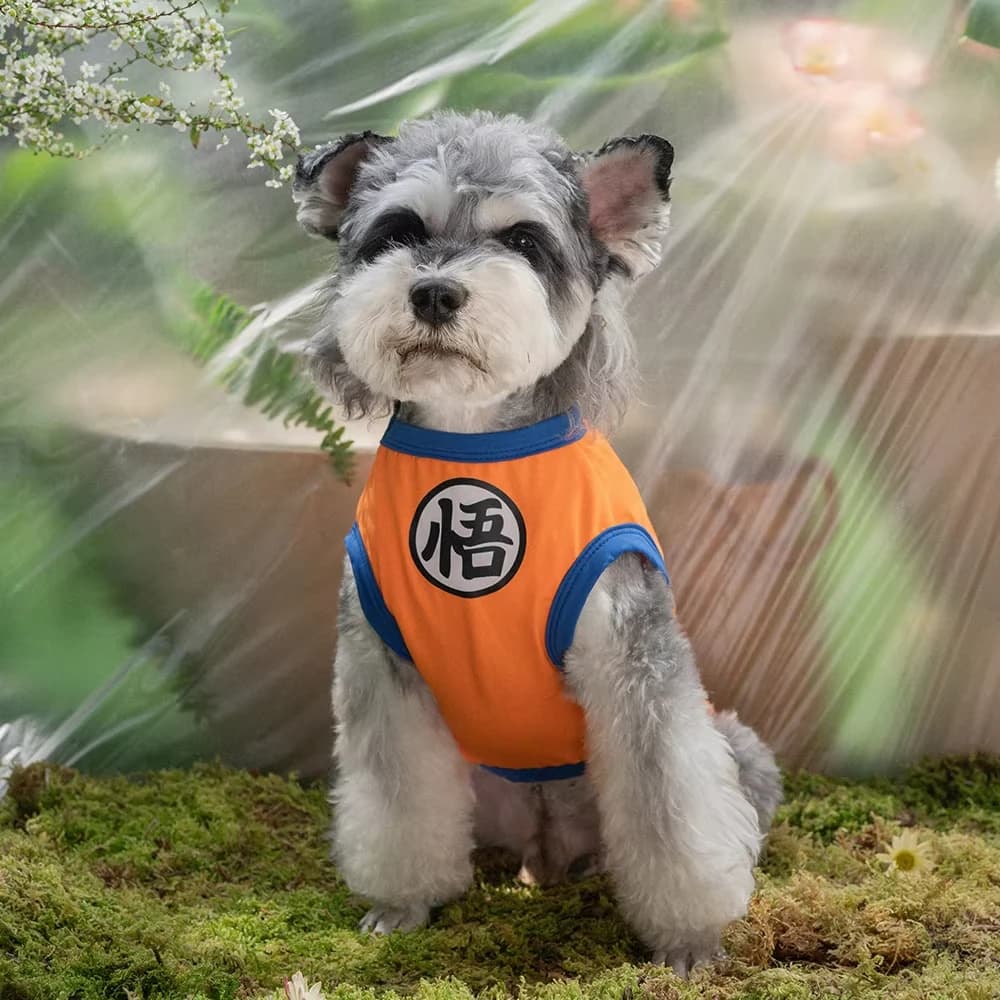 Canotta per cani con simbolo di Goku, stampa 2D su un lato, senza maniche, fresca e traspirante, per cani di taglia piccola, media e grande, idea regalo