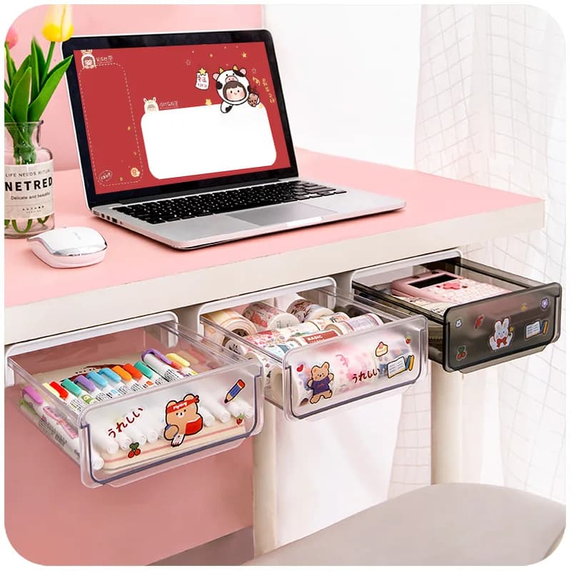 Organizzatore da scrivania invisibile Conservazione di forniture per ufficio per studenti Ra sotto il tavolo Strumento per la disposizione della sala studio Der in plastica rettangolare