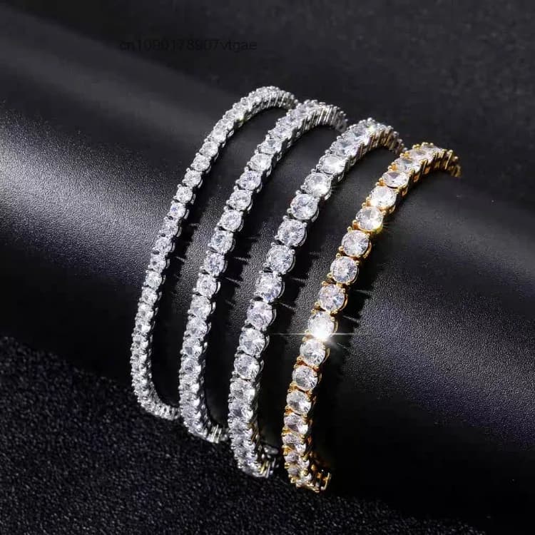6.5mm 5mm Moissanite Tennis Diamond Chain 925 Silver Gold Plated VVS Moissanite Tennis Chain Fine Jewelry Bracelet for Men Women