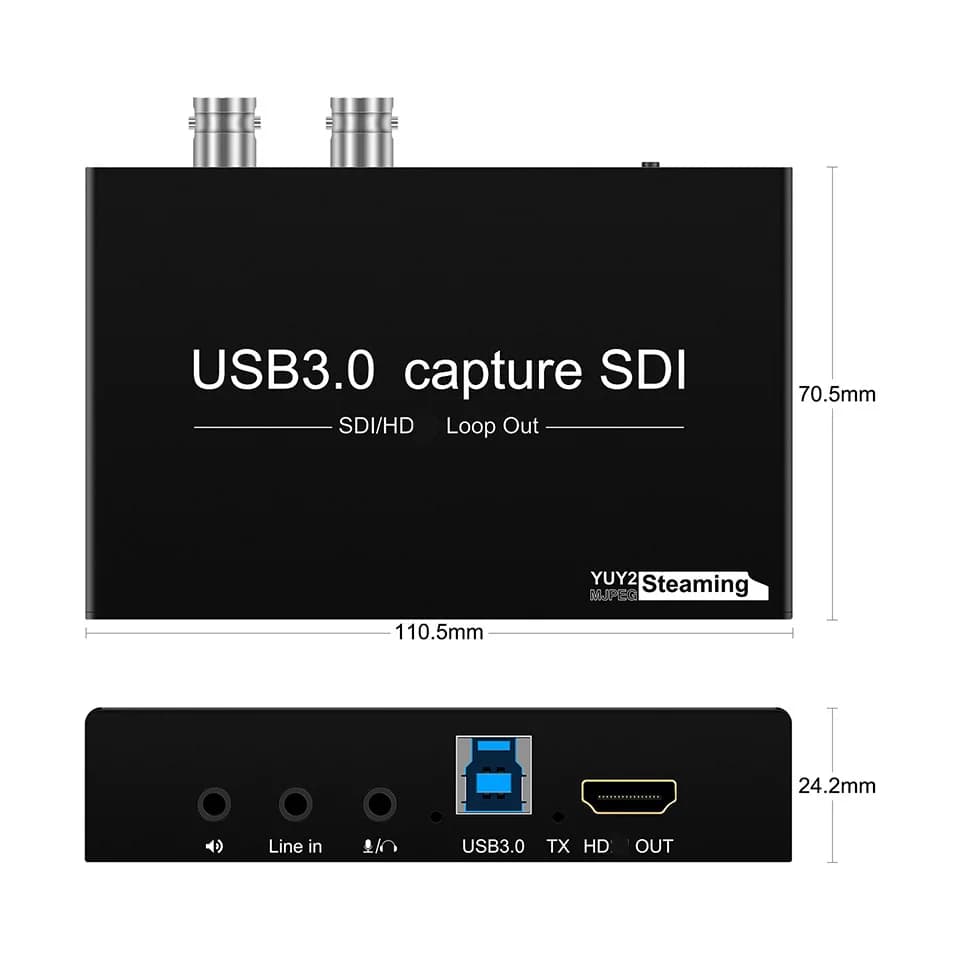 Scheda di acquisizione video e audio SDI USB 3.0 con uscita SDI/HD Loop Out, Dongle Grabber per Streaming di Giochi e Attrezzatura per Trasmissioni Live