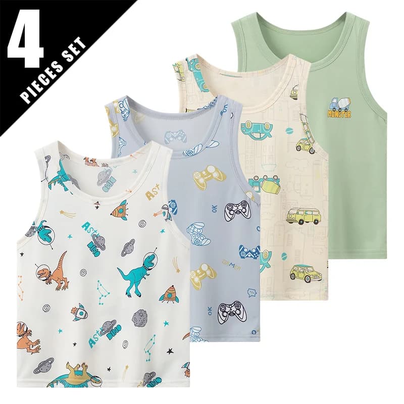 1/3/4 pezzi per bambini quattro stagioni sottile tinta unita Joker gilet ragazzo camicia con fondo allentato e confortevole ragazza dolce e adorabile T