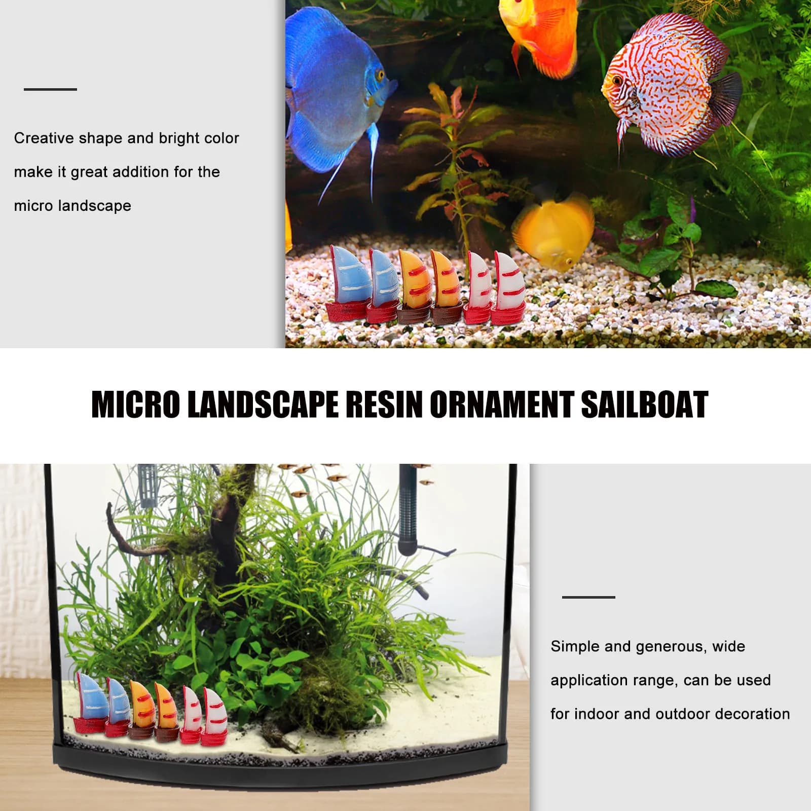 Decorazione in Resina a Forma di Barca a Vela, Ornamento Miniatura per Micro Paesaggi, Scenari Marini Fai-da-Te, Acquari e Vasi per Piante