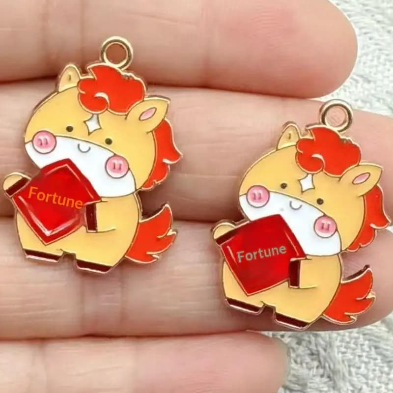 10 pcs/set enamel Cartoon Anime horse colored pendants for DIY necklaces jewelry accessories