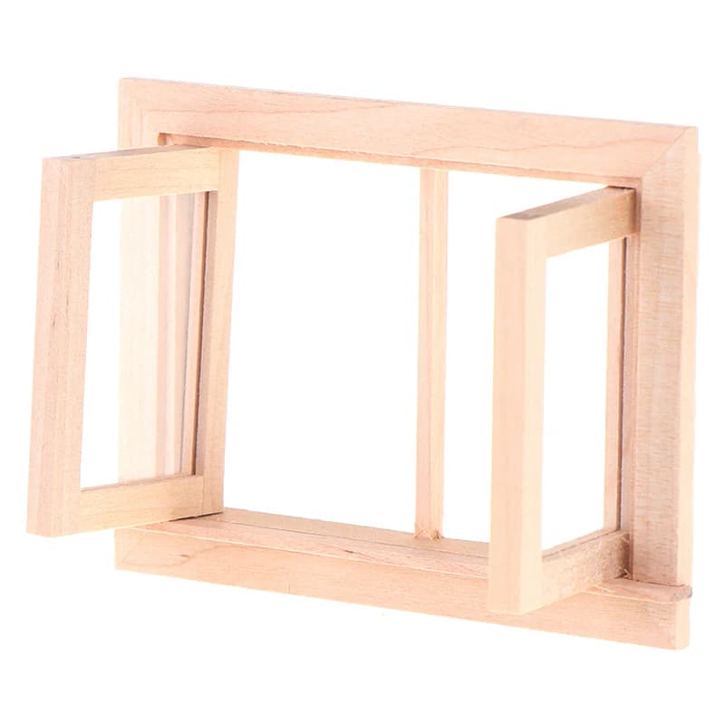 1 pz fai da te doppia finestra 1/12 mobili per casa delle bambole finestra per casa delle bambole accessori in legno giochi di imitazione giocattolo per bambini