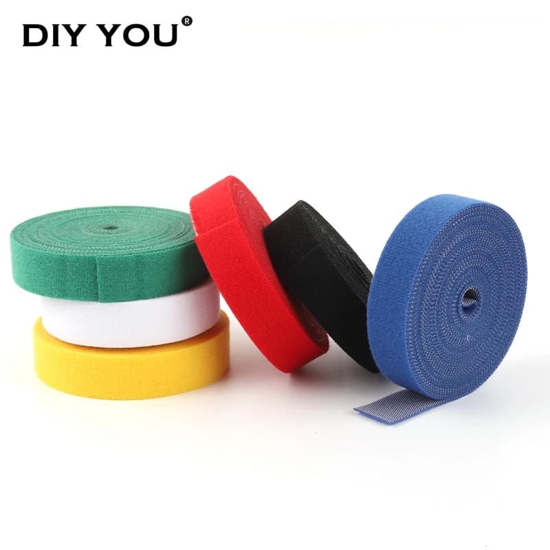 5M/Rotolo 10/12/14.5/20/25mm di larghezza Organizzatore di cavi USB Fascette in nylon riutilizzabili Cinghie di gestione dei cavi Nastro di fissaggio adesivo