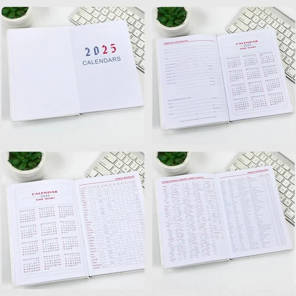 Yearly Schedule 2025 Notebook Schedule Journal A5 365 Days Efficiency Notebook 312 Pages Texture PU Leather Office Work Planner