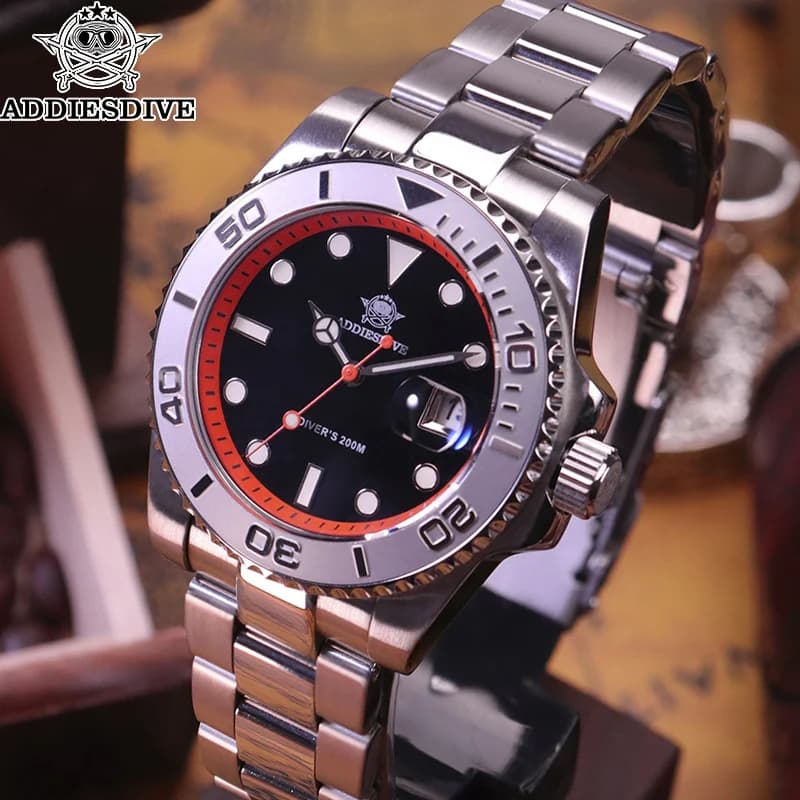 Men's Watch ADDIESDIVE BGW9 Super Bright Stainless Steel 316L 20Bar Underwater Quartz Watches